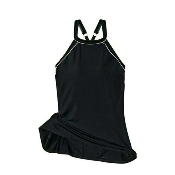 Lands end high neck swim dress swimsuit size 8 mast - Picture 6 of 8